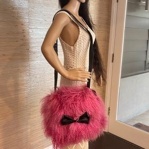NWT! V22LA MONGOLIAN FUR BAG IN HOT PINK! Celebrity designer!!